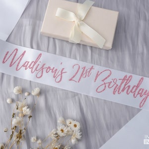 Custom Birthday Sash | Personalized Birthday Sash | 21st Birthday Sash | 21st Birthday Prop | Gift for 21st Birthday | Glitter Sash