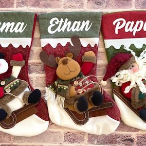 Personalized Christmas Stocking | 3D Christmas Stocking | Character Christmas Stocking | Santa Snowman Reindeer Stocking | Christmas Decor