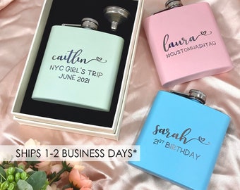 Personalized Women's Flask | Custom Women's Flask | Laser Engraved Flask | Engraved Women's Flask | Bridal Party Gift | Bridesmaid Gift - A3