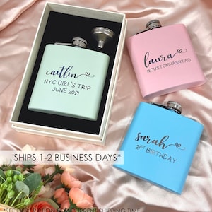 Personalized Women's Flask | Custom Women's Flask | Laser Engraved Flask | Engraved Women's Flask | Bridal Party Gift | Bridesmaid Gift - A3