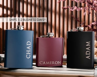 Laser Engraved Flask | Engraved Mens Flask | Personalized Mens Flask | Custom Flask for Best Man | Groomsman Gift | Gift for Him - 10