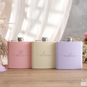 Custom Women&#39;s Flask | Personalized Bridesmaid Gift | Laser Engraved Women&#39;s Flask | Bridal Party Gift | Flask with Funnel | 2T
