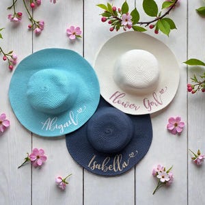 Custom Floppy Sun Hat | Glitter Text, Wired Brim, Kid Sun Hat, Flower Girl Hat