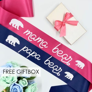 Custom Baby Shower Sash | Pregnancy Announcement Sash | Mama Bear Sash | Papa Bear Sash | Mommy Sash | Gender Reveal Sash | Glitter Sash
