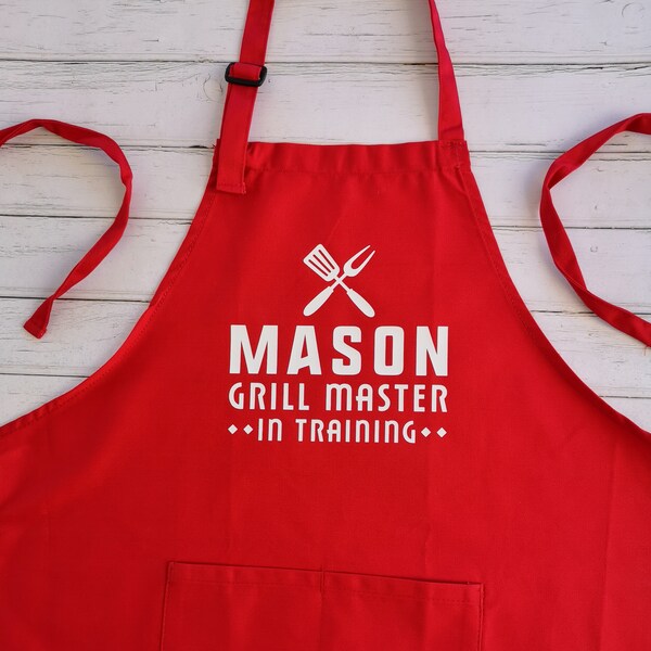 Custom Child Apron | Personalized Child Apron | Grill Master in Training | Little Grill Master | Child Grill Master