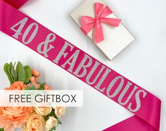 Custom Birthday Sash | Personalized Birthday Sash | 40 & Fabulous Sash | Fabulous Birthday Sash | Glitter Sash