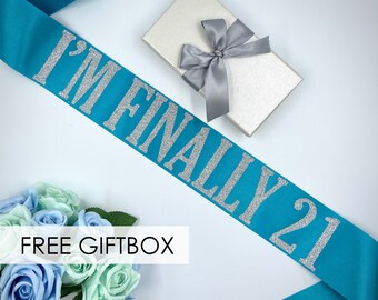 Customizable Glitter 21st Birthday Sash | Personalized Gift