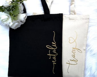 Personalised Bride Tote Bag GLITTER Short Handle Storage Bridesmaid Party Custom