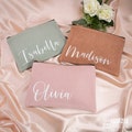 Personalized Suede Makeup Bag | Bridesmaid Cosmetic Bag | Custom Makeup Bag | Bridesmaid Proposal | Bridesmaid Gift | Gift for Her -skuJUL