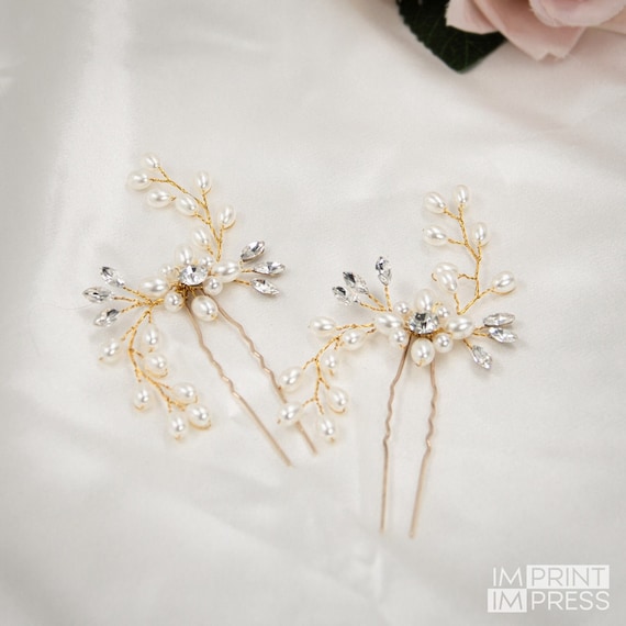 Etsy bridal hair pieces (set of 2) Bridal Hair Flowers Peony Rose - Wedding Flower Hair Piece  main image 2