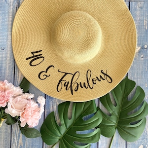 Custom Floppy Hat | Floppy Beach Hat | 40 & Fabulous Hat | 30 and Fabulous | 50 and Fabulous | 40th Birthday Gift | Birthday Floppy Hat