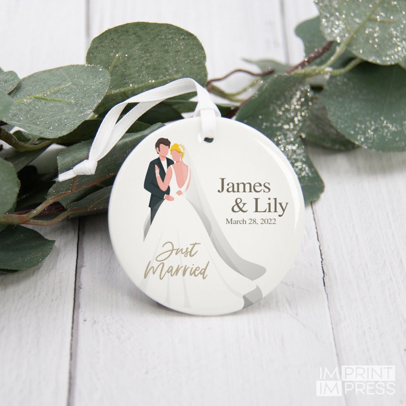 Just Married Ornament Custom Happy Anniversary Gift Etsy