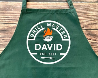 Custom Men's Apron | Personalized Grill Master Apron | BBQ Apron | Grilling Apron | Gift for Him | Gift for Dad | Father's Day Gift