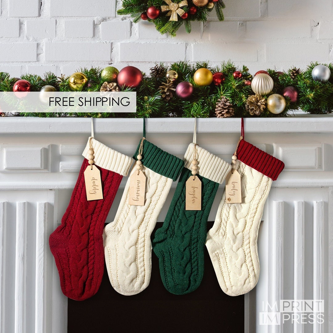 Custom Christmas Stocking Decorative Knit Stocking Personalized Knit ...