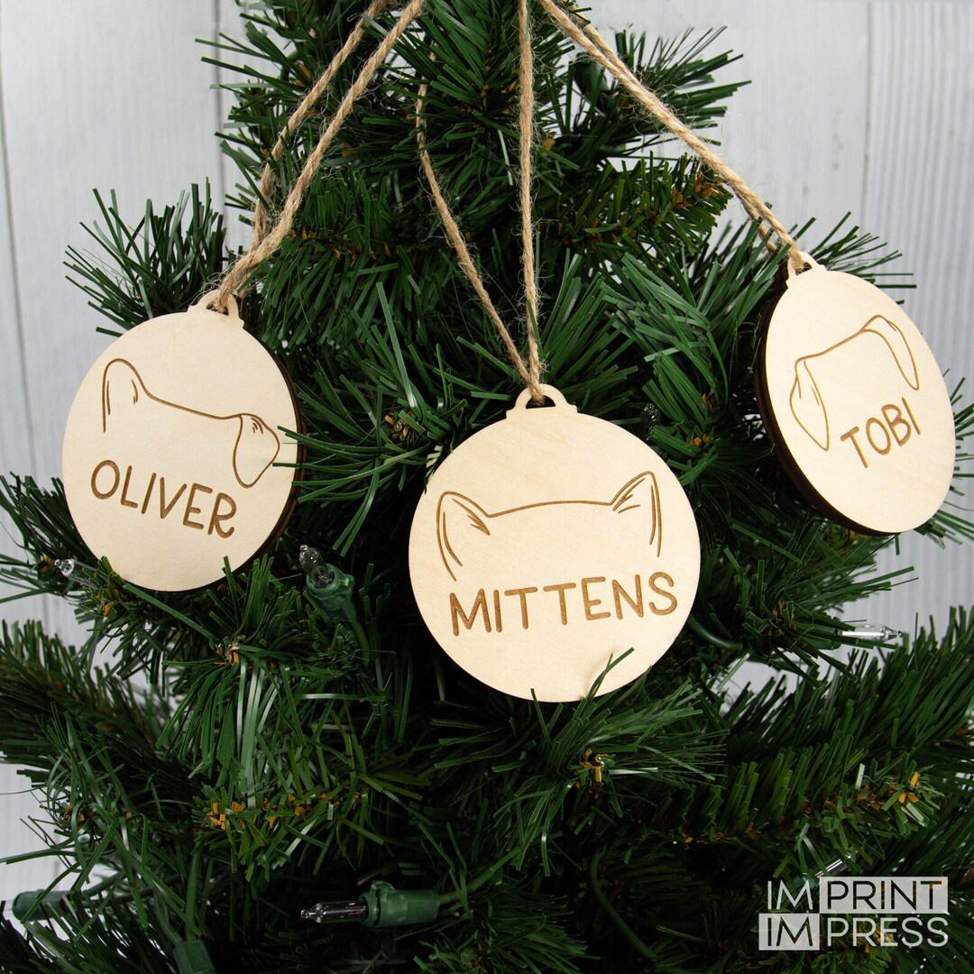 Custom Pet Gift Wrap Tag | Cat Ears Engraved Wooden Name Tags ...