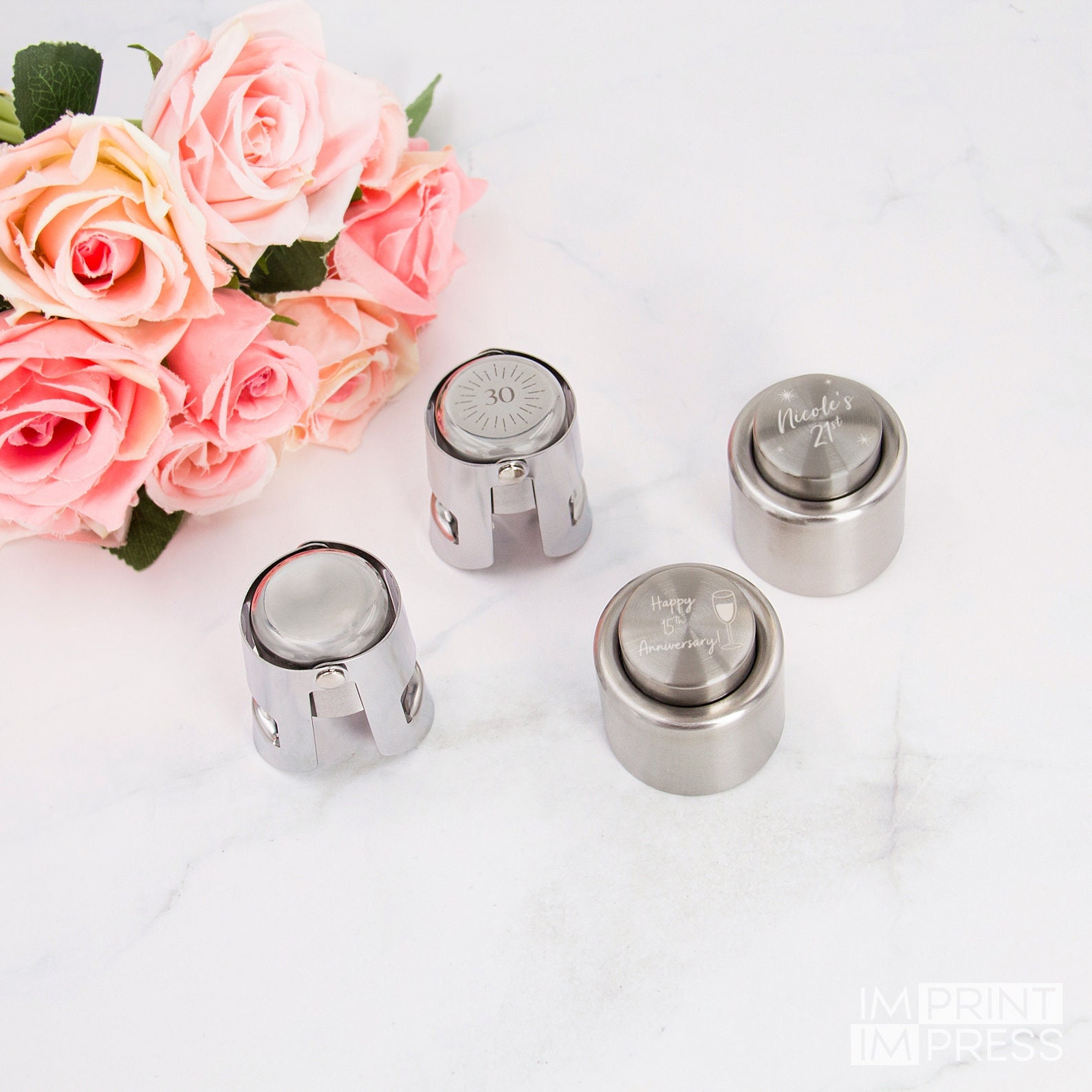 Engraved Champagne Stopper | Wedding Bridal Party Gift | Stainless Steel Prosecco Stopper | Graduation Champagne Gift - 16