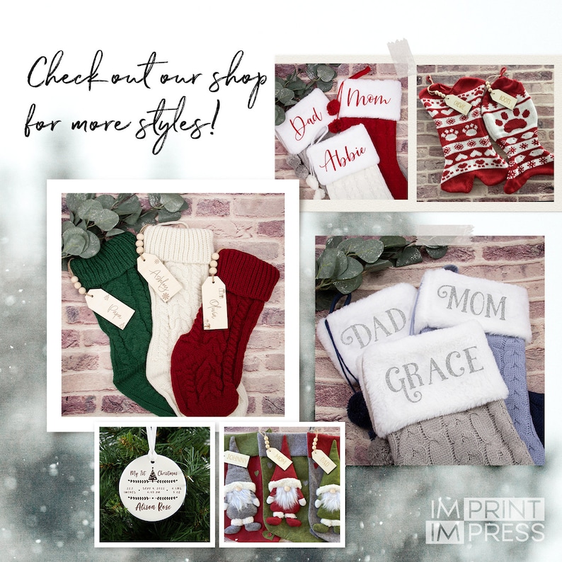 Custom Christmas Stocking | Personalized Christmas Stocking | Cable Knit Stocking | Cable Knit Christmas Decor | Long Stocking - sku LNE Bild 9