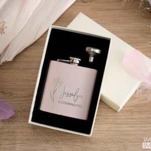 Custom Birth Month Flower Flask Floral Bridal Party Gift Birth Month Engraved Flask Personalized Women's Flask Bridesmaid Gift 7 image 5