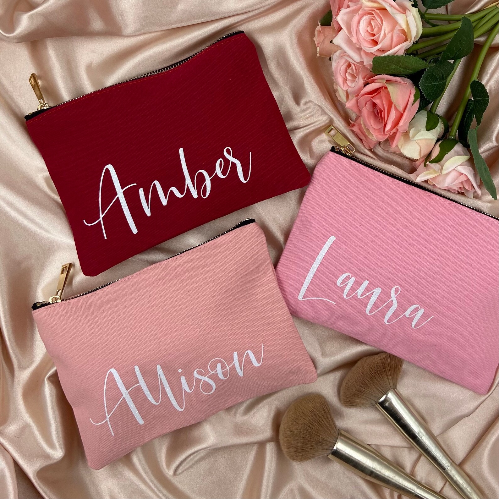 Personalized Makeup Bag Bridesmaid Cosmetic Bag Custom Etsy