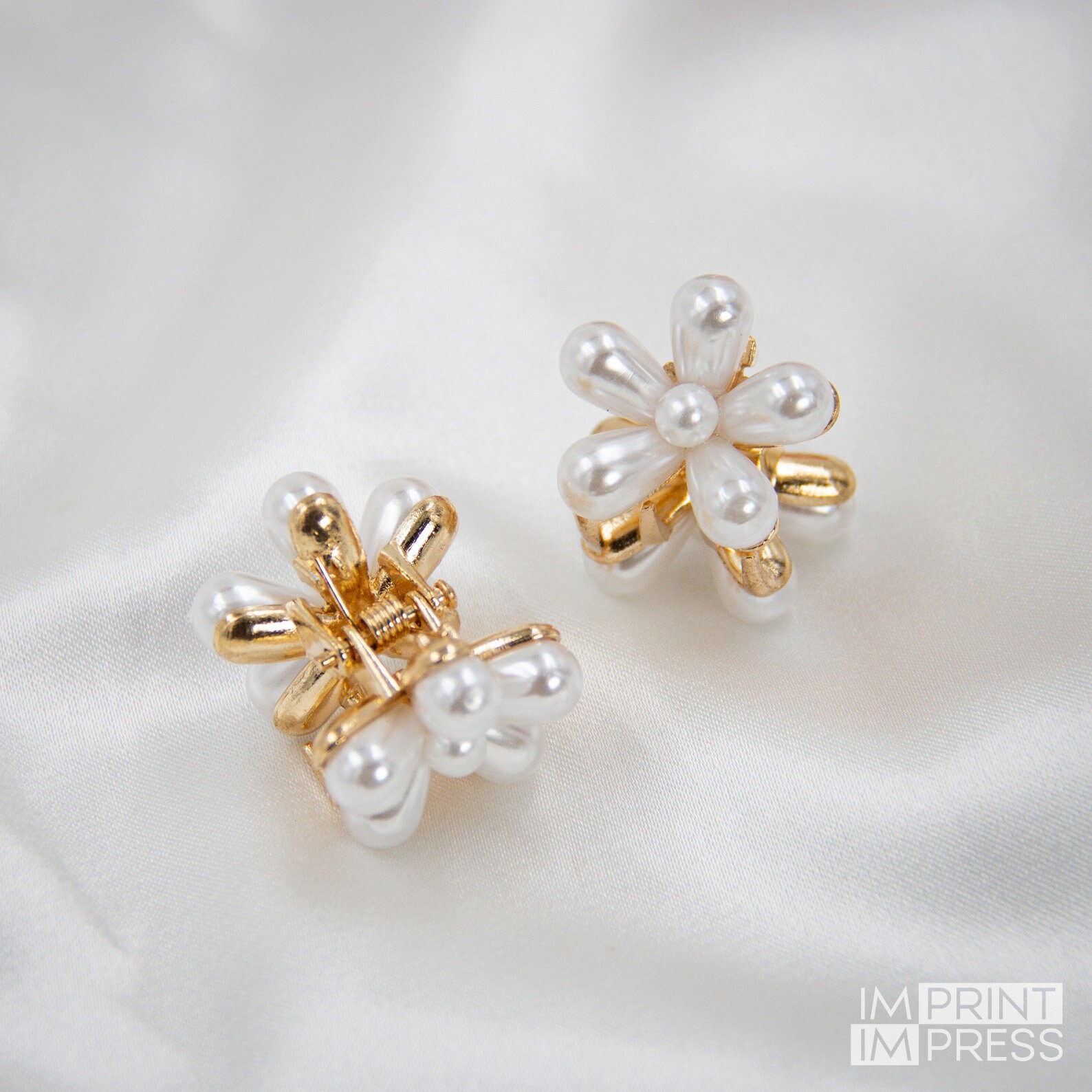 Set of Four Hair Clips Mini Gold Hair Clips Flower Hair Etsy