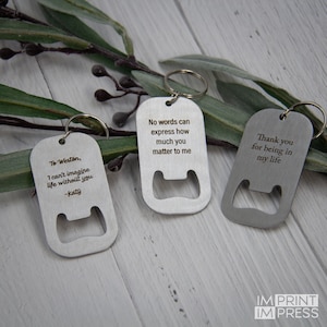 Custom Key Chain Bottle Opener | Key Ring Bottle Opener | Metal Beer Bottle Opener | Groomsman Gift | Custom Message Bottle Opener