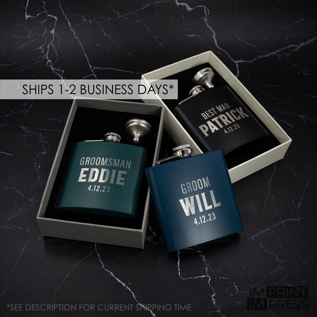 Laser Engraved Flask Grooms Party Gift Engraved Mens Flask Best Man