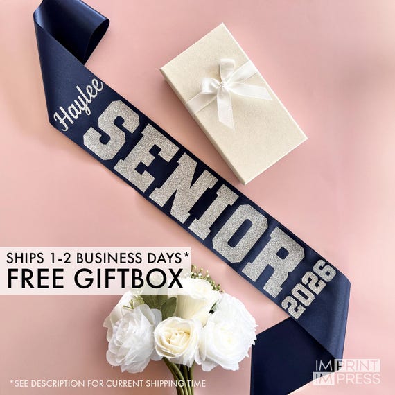 Custom Senior 2026 Sash | Personalized Glitter Graduation Gift