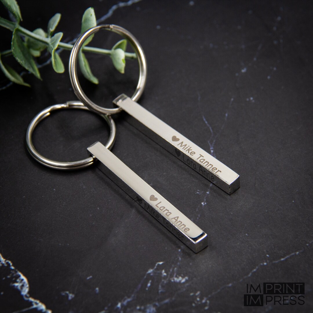 Custom Engraved Bar Key Chain | Personalized Coordinates Key Ring ...