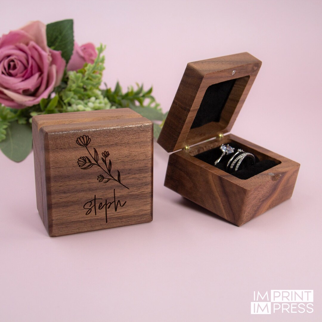 Custom Wood Jewelry Box Flower Jewelry Ring Organizer Gift Etsy