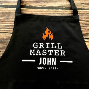 Custom Men&#39;s Apron | Personalized Grill Master Apron | BBQ Grilling Apron | Gift for Him | Gift for Dad | Father&#39;s Day Gift