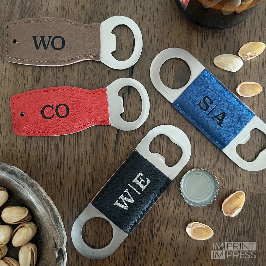 Custom Faux Leather Bottle Opener Wallet Sized Bottle Opener Metal Beer