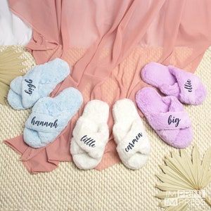 Custom Sorority Slippers | Personalized Soft House Slippers | Big Little Gift | Fluffy Slippers | Sorority Rush Gift Set - GEL