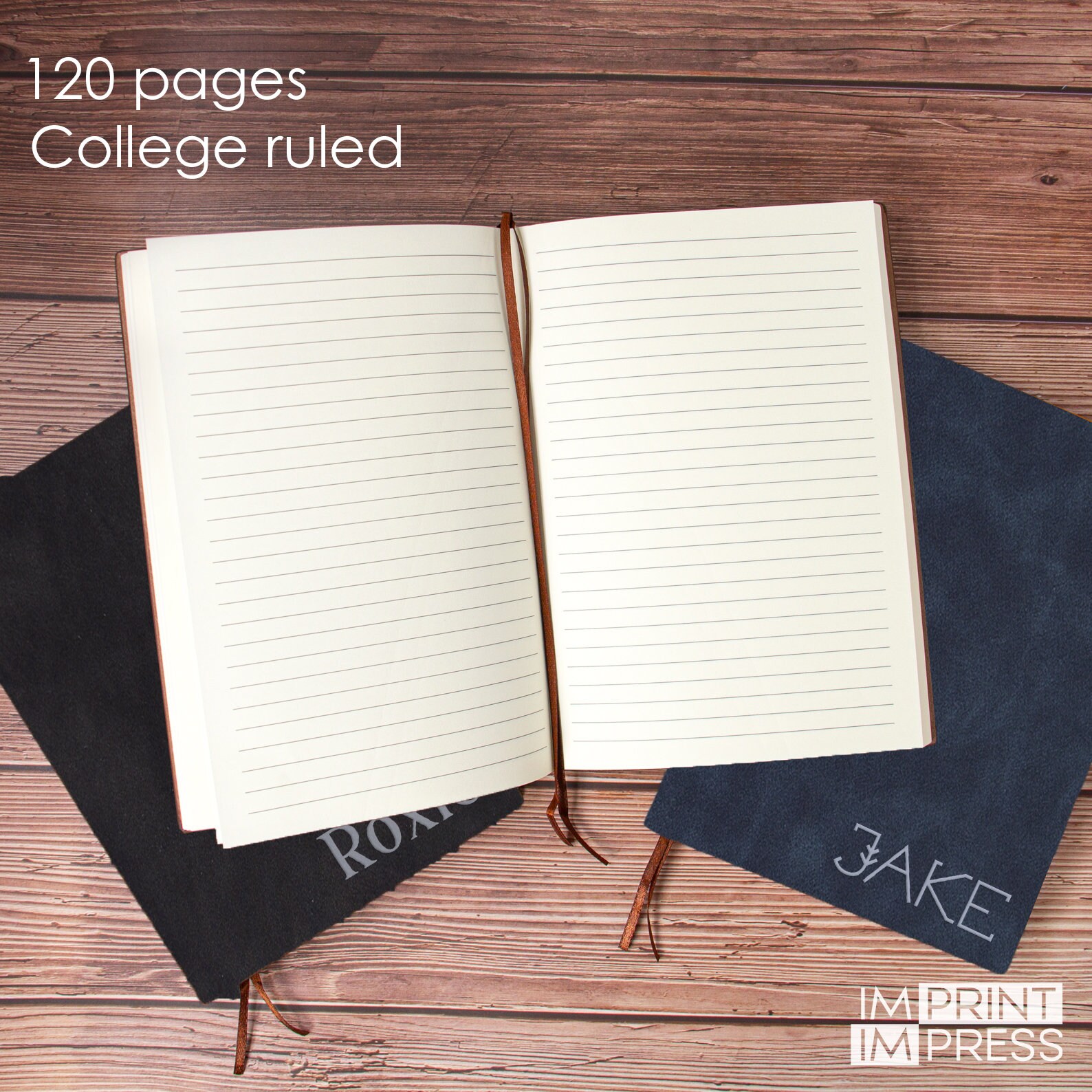 Custom Name College Rule Journal | Personalized Vegan Leather Notebook ...