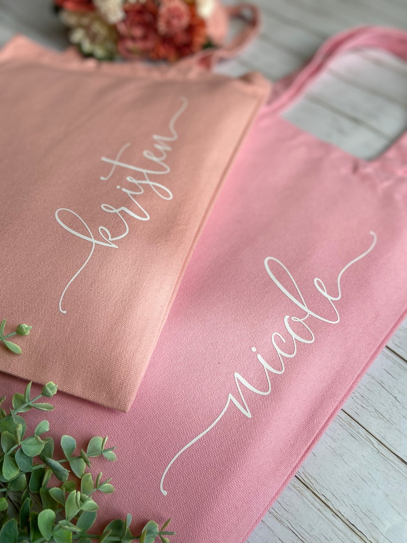 Custom Tote Bag Personalized Tote Bag Bridesmaid Tote Bag Bridal Party Gift Bridesmaid Gift Rose Gold Tote Bag Gold Tote Bag image 2