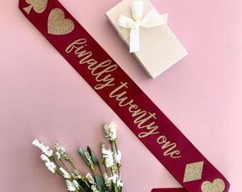 Vegas Birthday Sash | Personalized Birthday Sash | 21st Birthday Sash | 21st Birthday Prop | Gift for 21st Birthday | Glitter Sash