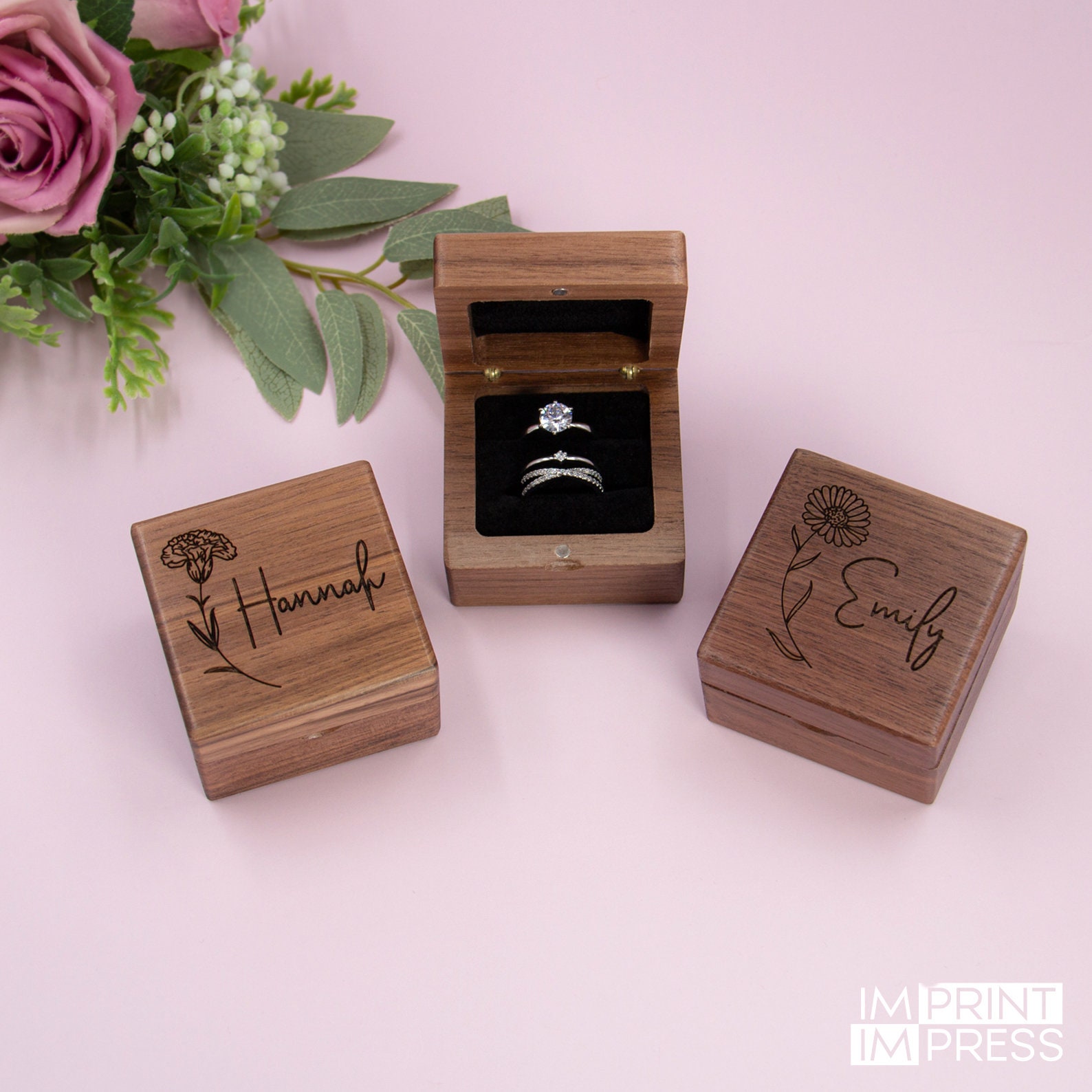 Custom Wood Jewelry Box Birth Month Jewelry Ring Organizer Etsy