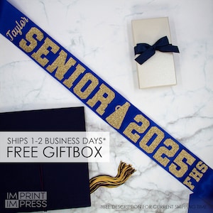 Custom Senior Sash | Personalized Senior Sash | Custom Graduation Sash | Senior Night Sash | Cheer Sash | Senior 2025 Sash | Glitter Sash
