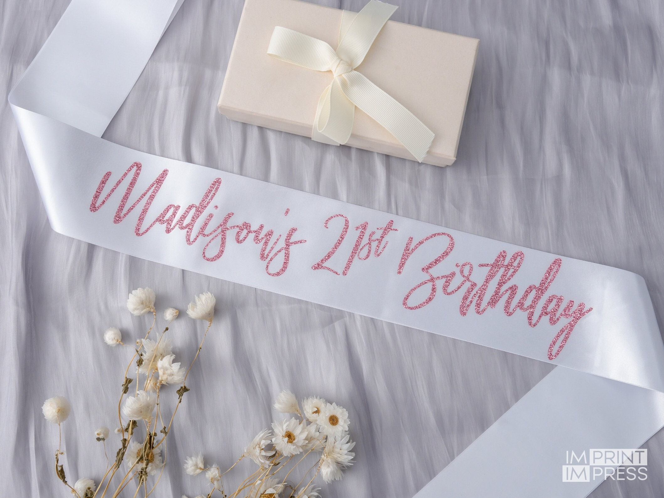 Custom Birthday Sash | Personalized Birthday Sash | 21st Birthday Sash | 21st Birthday Prop | Gift for 21st Birthday | Glitter Sash