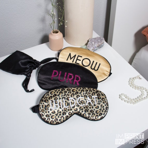 Custom Satin Eye Mask | Personalized Glitter Text, Sleepover Gift
