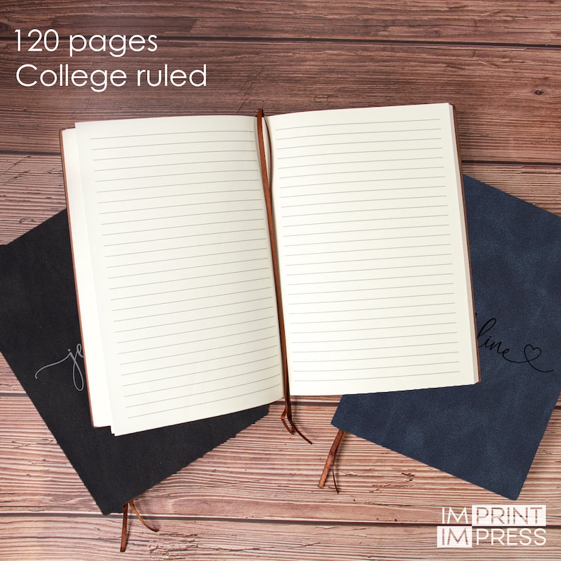 Notes Pages College Ruel Custom College Rule Journal | Vegan Leather Notebook | Gratitude Heart ...