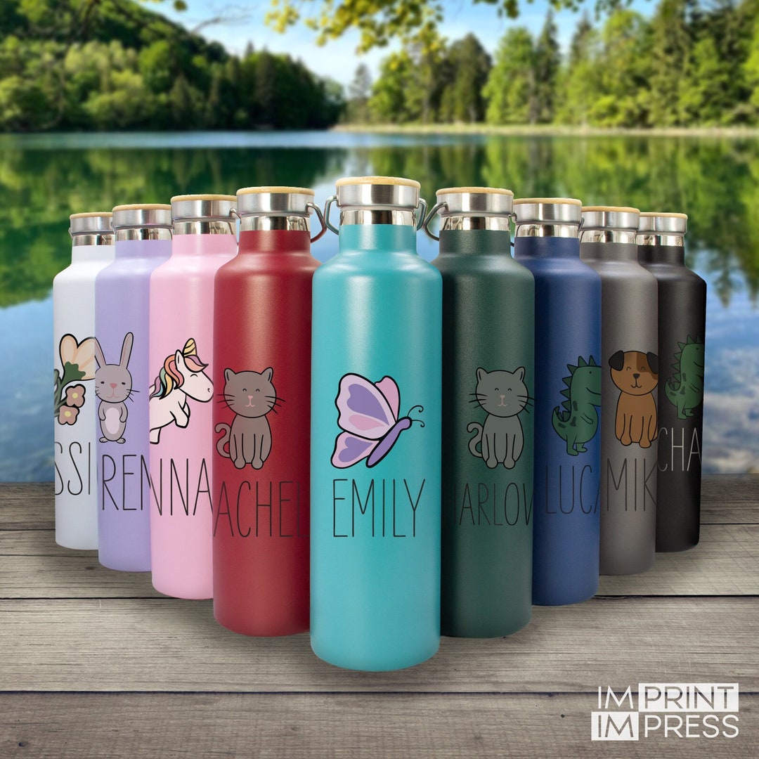 Personalized Cute Water Bottle Custom Child Wood Top Bottle Cartoon Kid