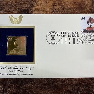 Radio Entertains America Gold Golden Replica Stamp Celebrate the Century Cove