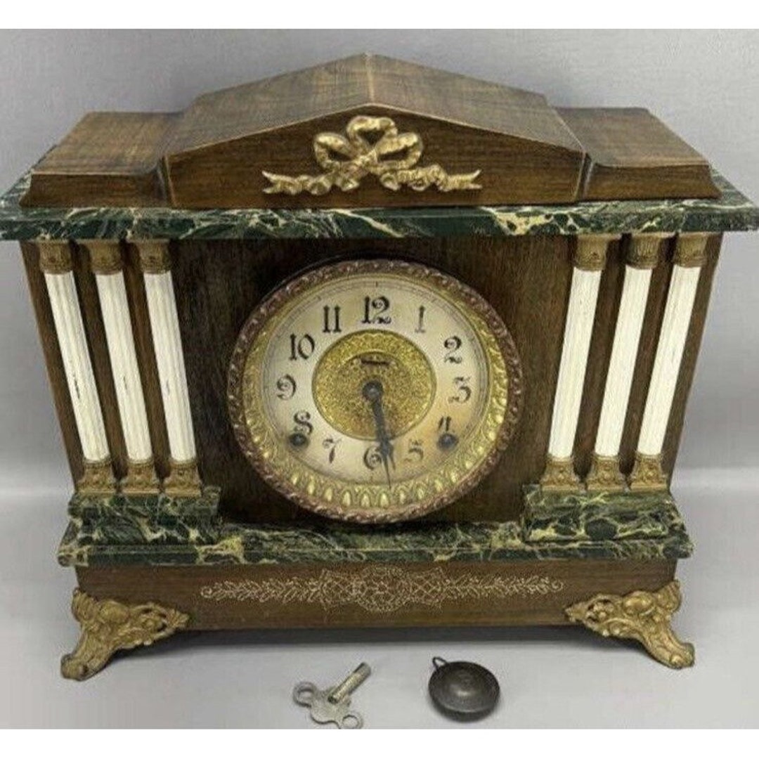 Antique E. Ingraham Co Mantle Clock USA Column Pillar Key and Etsy