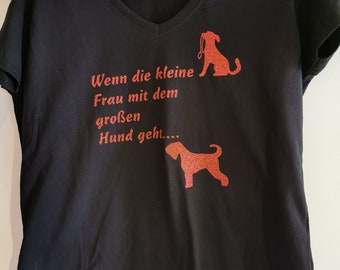 T-Shirt Gr. L mit Spruch in rot Glitzer