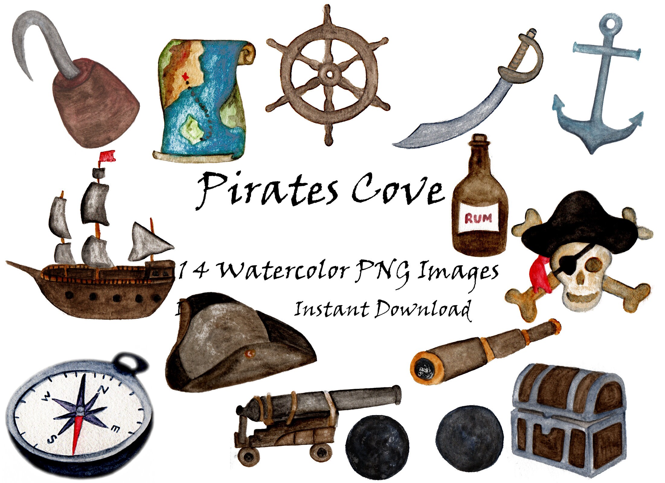 Pirate Clipart PNG Instant Download