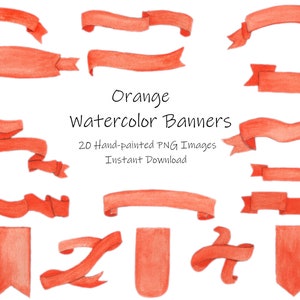 Orange Banner Clipart-Watercolor Banner PNG-Halloween-Tag der Toten-Herbst-Herbst-Instant Download-druckbare-digitale Download Banner