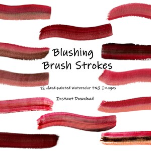 Watercolor Brushstroke clipart-Blushing Brush Strokes-Pink-Wine-Magenta-Rose-multicolor abstract clipart-blush PNG digital instant download