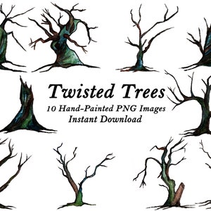 Acquerello Halloween Tree Clipart PNG-Twisted Tree-Spooky Tree-Dead Tree-Halloween Sfondo