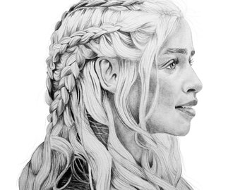 Daenerys Targaryen Graphite Drawing Print