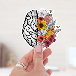 Linkerhersenhelft Rechterhersenhelft, Bewustzijn van de geestelijke gezondheid Matte Vinyl Sticker